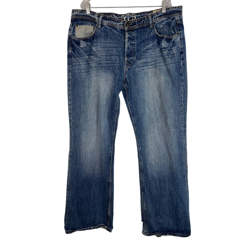 575 Denim Distressed Bootcut Buttonfly Jeans        Size: 40